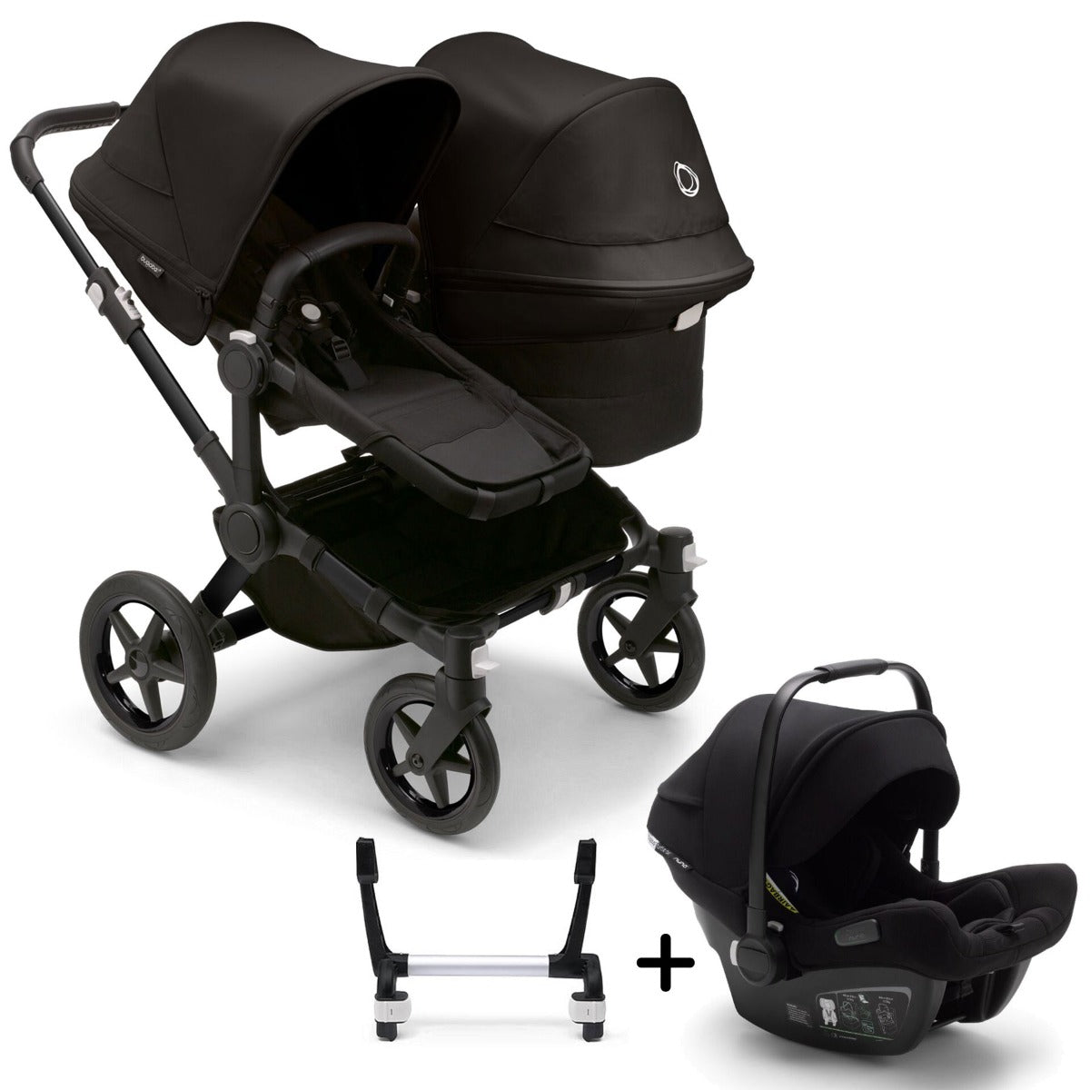 Bugaboo Donkey 5 Duo with Turtle Air Travel System - Black/Midnight Black