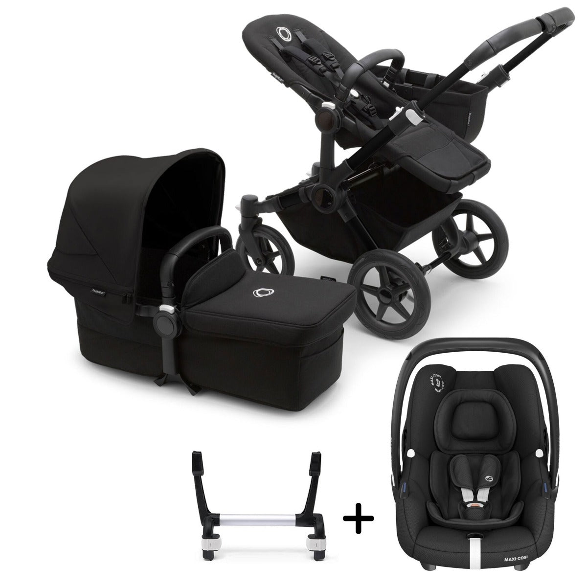 Bugaboo Donkey 5 Mono with Maxi-Cosi Cabriofix iSize Travel System - Black/Midnight Black