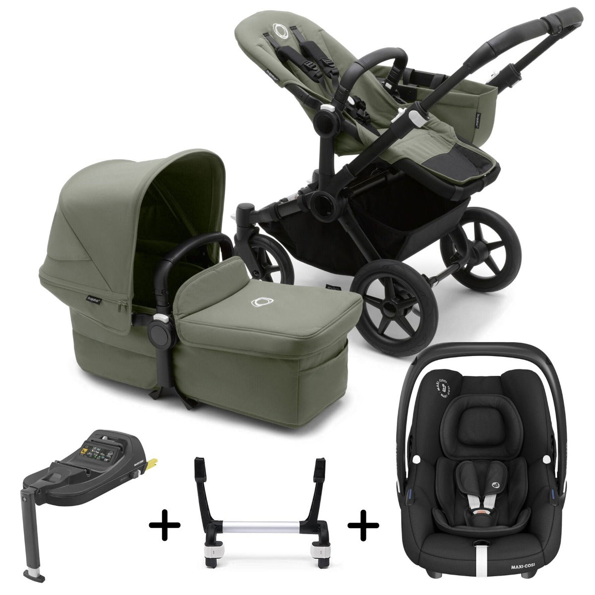 Bugaboo Donkey 5 Mono with Maxi-Cosi Cabriofix iSize Travel System - Black/Forest Green