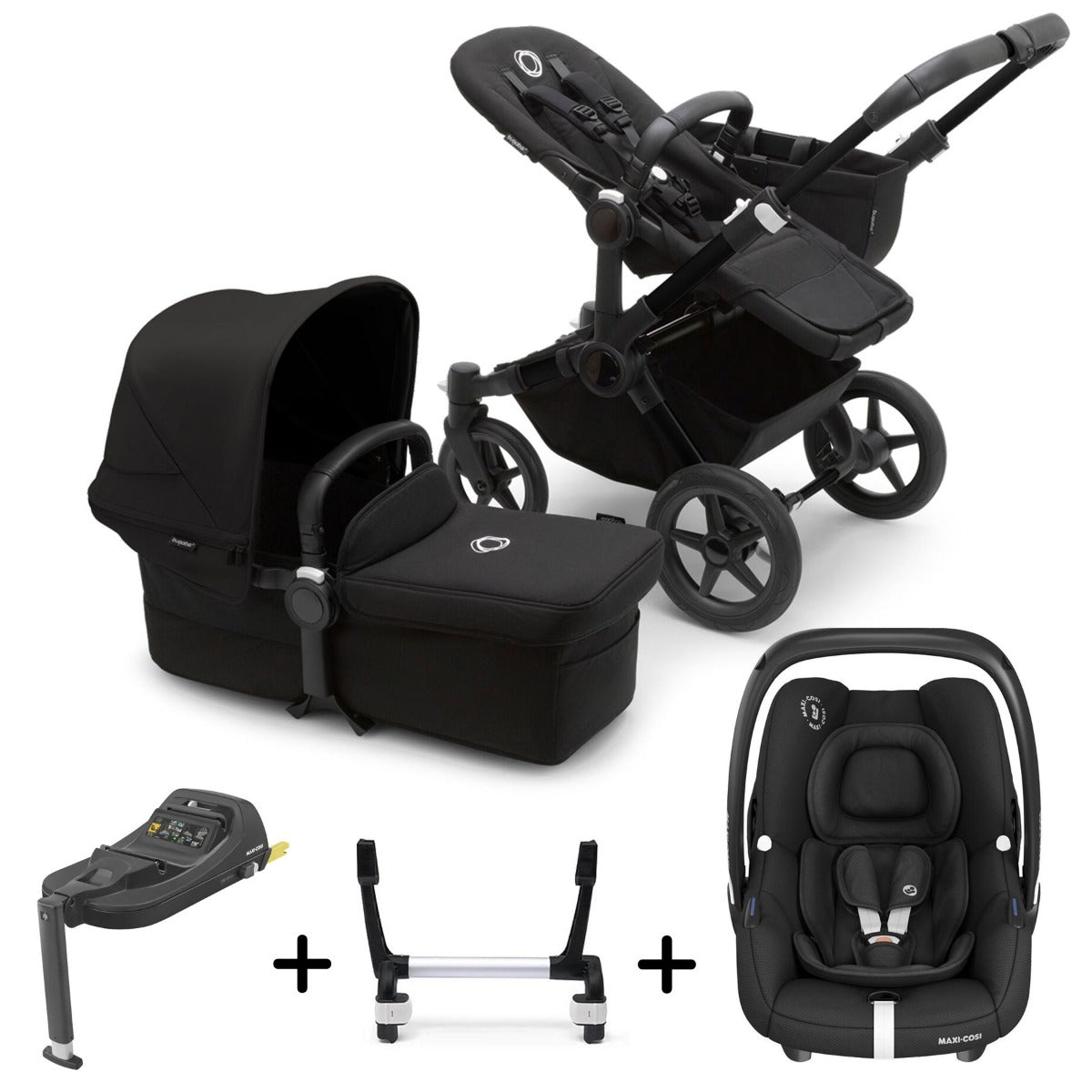 Bugaboo Donkey 5 Mono with Maxi-Cosi Cabriofix iSize Travel System - Black/Midnight Black