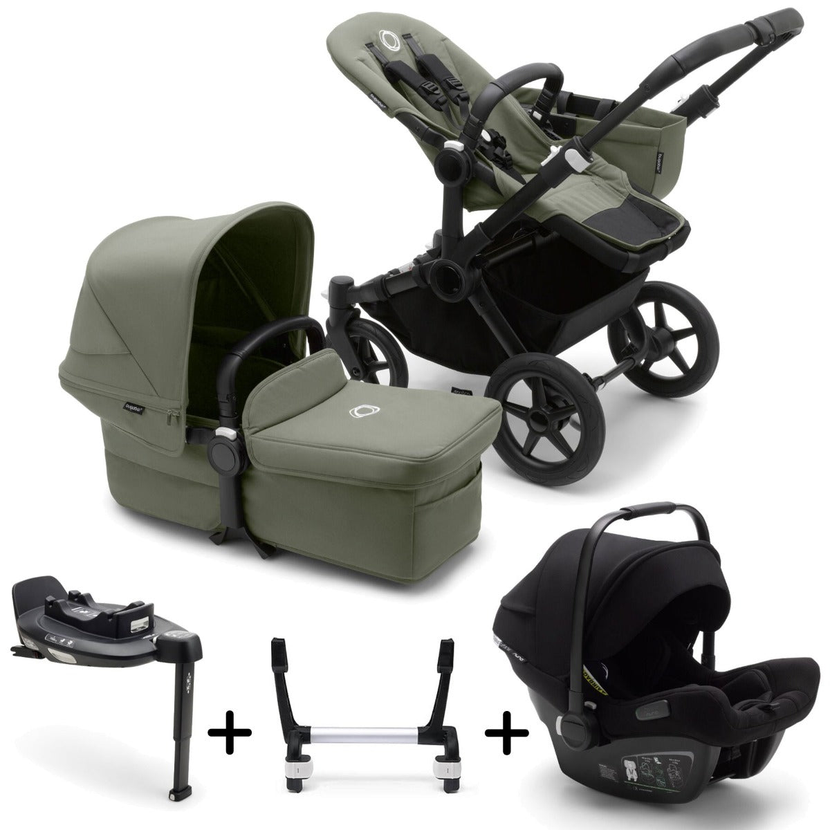 Bugaboo Donkey 5 Mono with Turtle Air Travel System - Black/Forest Green