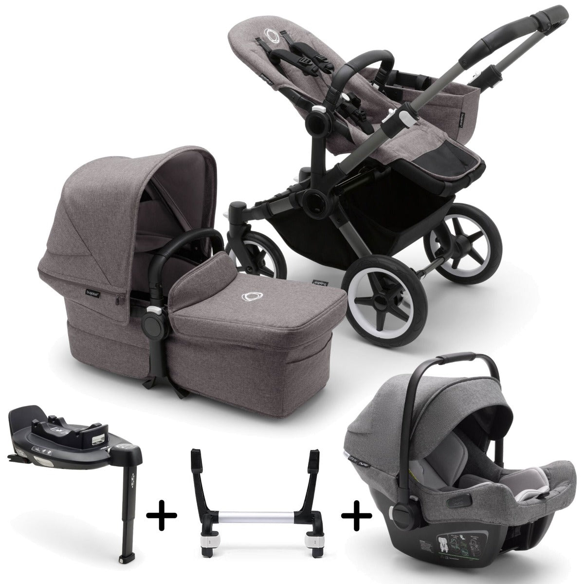 Bugaboo Donkey 5 Mono with Turtle Air Travel System - Graphite/Grey Melange