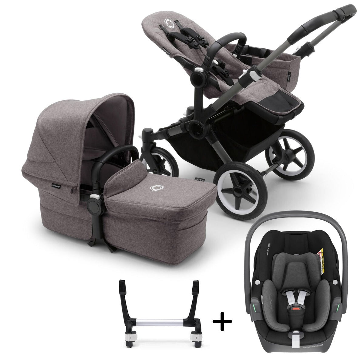 Bugaboo Donkey 5 Mono with Maxi-Cosi Pebble 360 Travel System - Graphite/Grey Melange