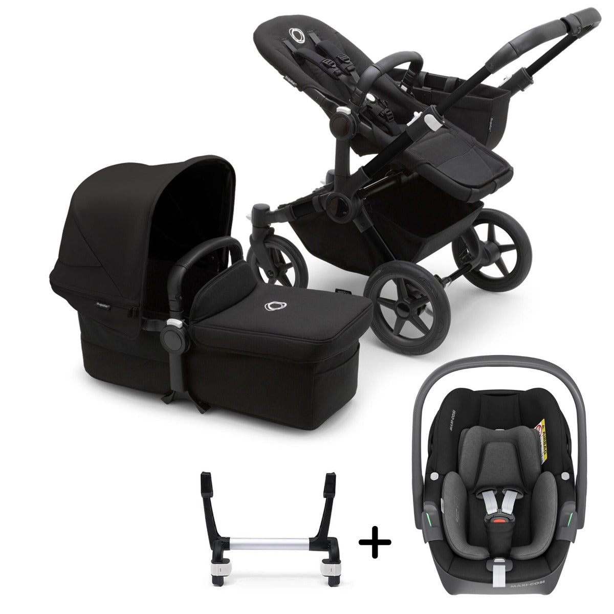 Bugaboo Donkey 5 Mono with Maxi-Cosi Pebble 360 Travel System - Black/Midnight Black