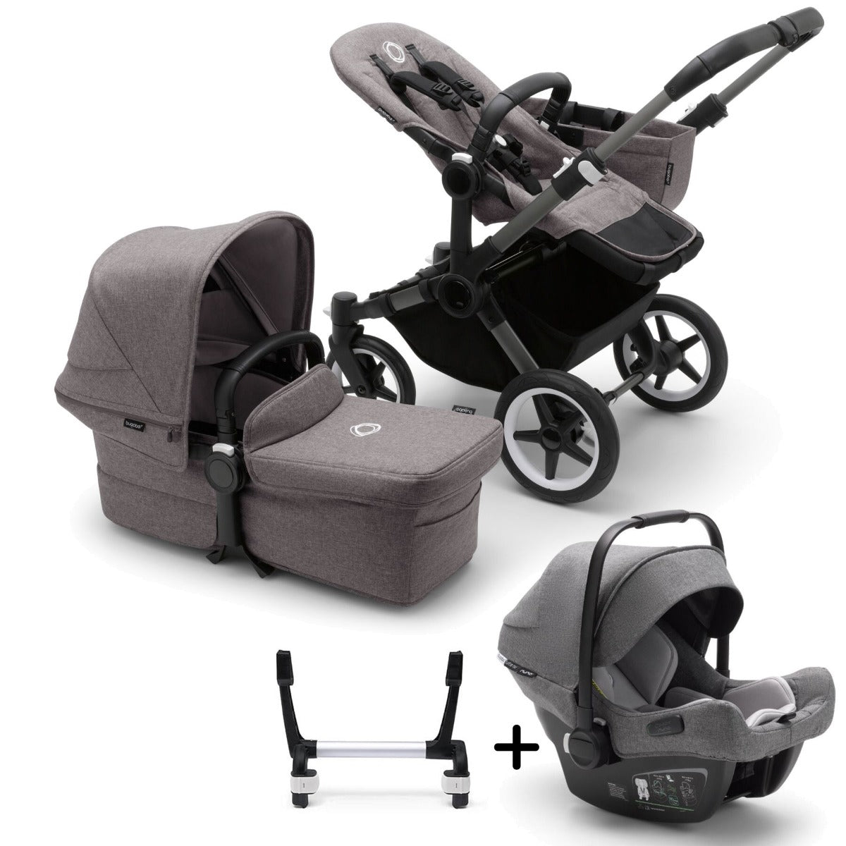 Bugaboo Donkey 5 Mono with Turtle Air Travel System - Graphite/Grey Melange
