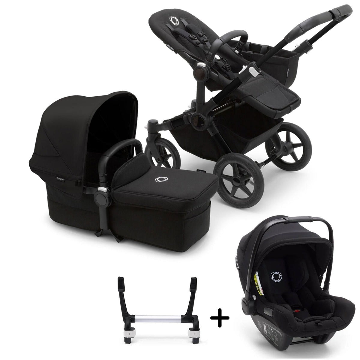 Bugaboo Donkey 5 Mono with Turtle Air Travel System - Black/Midnight Black
