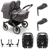 Bugaboo Donkey 5 Twin with Maxi-Cosi Cabriofix iSize Travel System - Graphite/Grey Melange