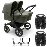 Bugaboo Donkey 5 Twin with Maxi-Cosi Cabriofix iSize Travel System - Black/Forest Green