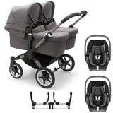 Bugaboo Donkey 5 Twin with Maxi-Cosi Pebble 360 Travel System - Graphite/Grey Melange