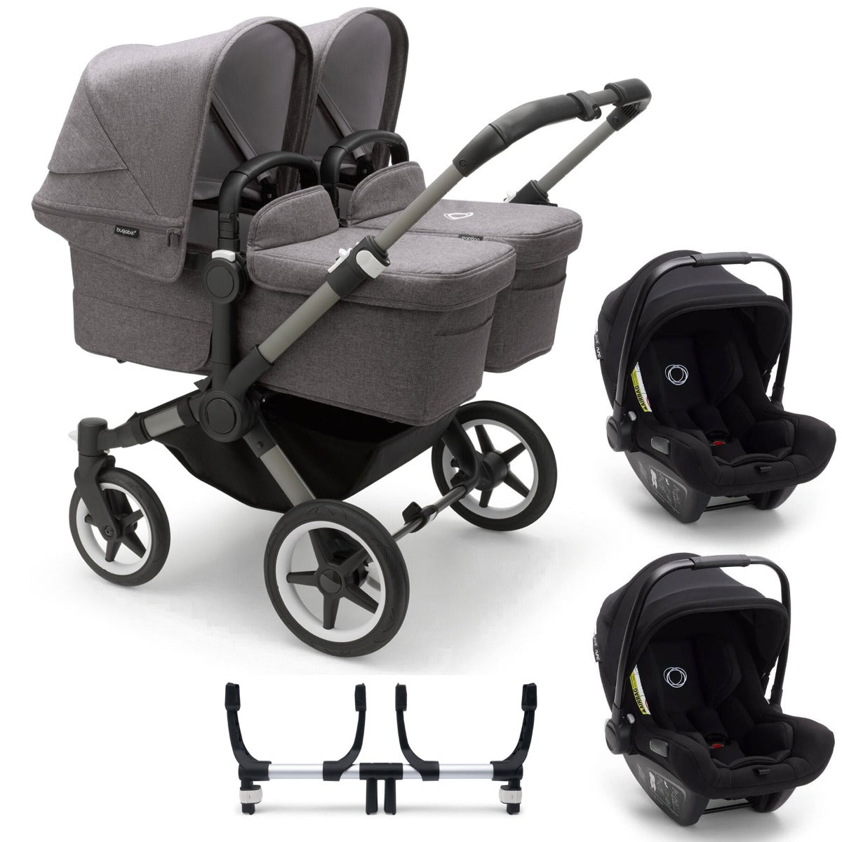 Bugaboo Donkey 5 Twin with Turtle Air Travel System - Graphite/Grey Melange