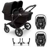 Bugaboo Donkey 5 Twin with Maxi-Cosi Pebble 360 Travel System - Black/Midnight Black