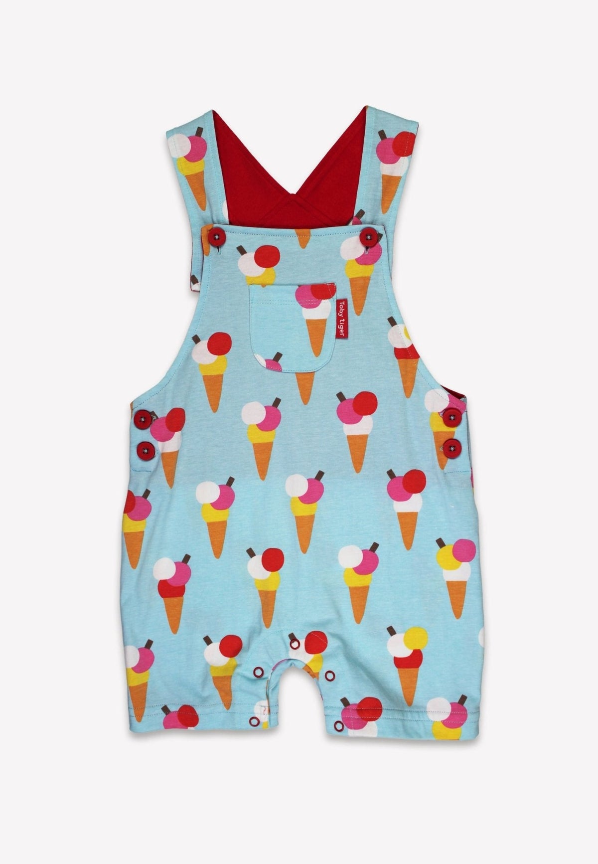 Toby Tiger Organic Ice Cream Cones Print Dungaree Shorts