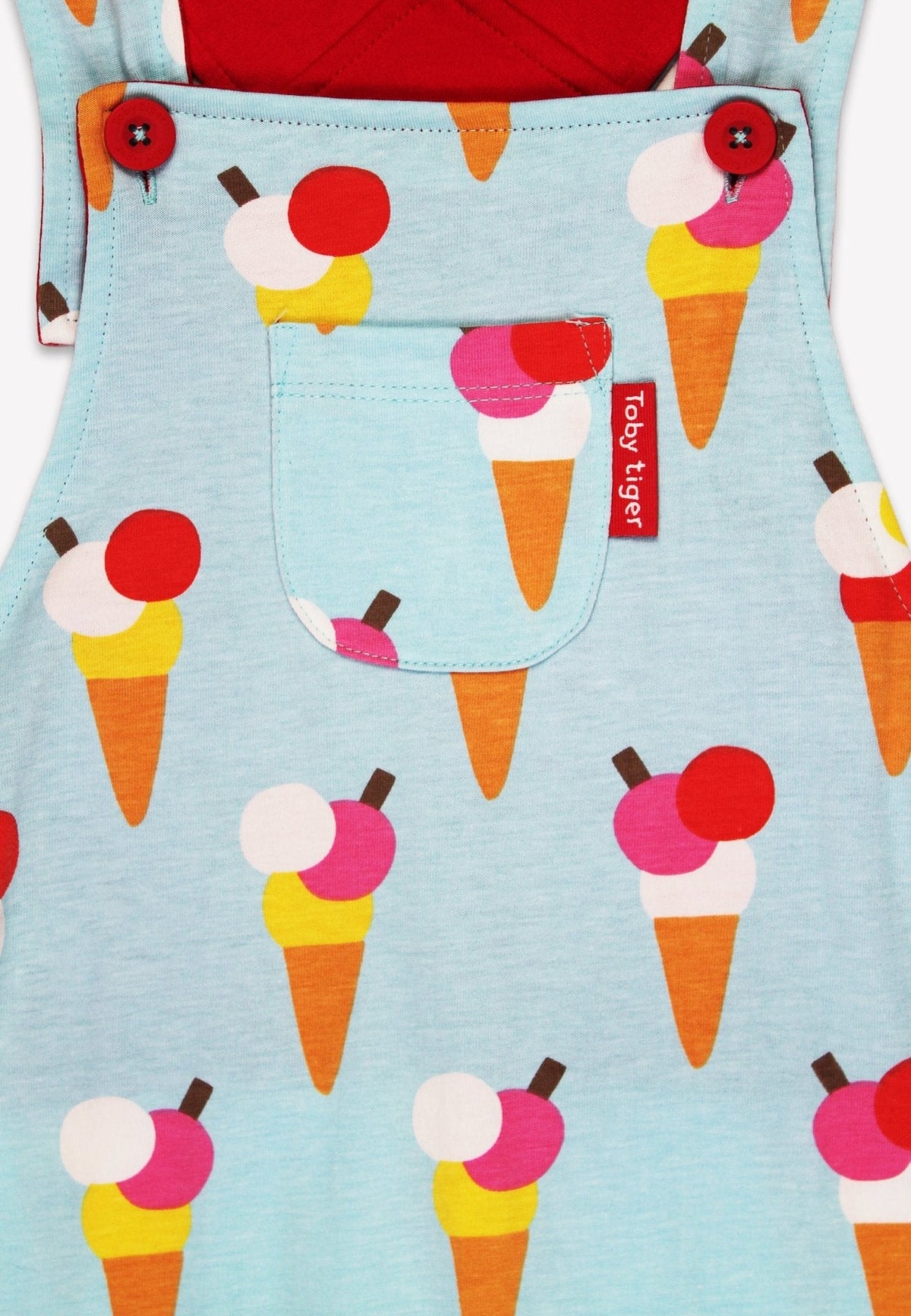 Toby Tiger Organic Ice Cream Cones Print Dungaree Shorts