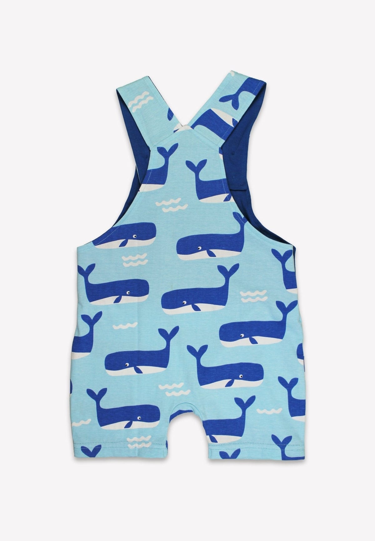 Toby Tiger Organic Whale Waves Print Dungaree Shorts