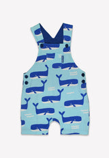 Toby Tiger Organic Whale Waves Print Dungaree Shorts