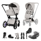 Cybex e-PRIAM Fold Cot Travel System Bundle - Style City Grey & Matt Black Frame
