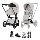 Cybex e-PRIAM Fold Cot Accessory Bundle - Style City Grey & Matt Black Frame