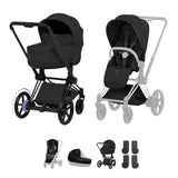 Cybex e-PRIAM Fold Cot Accessory Bundle - Style Sepia Black & Matt Black Frame