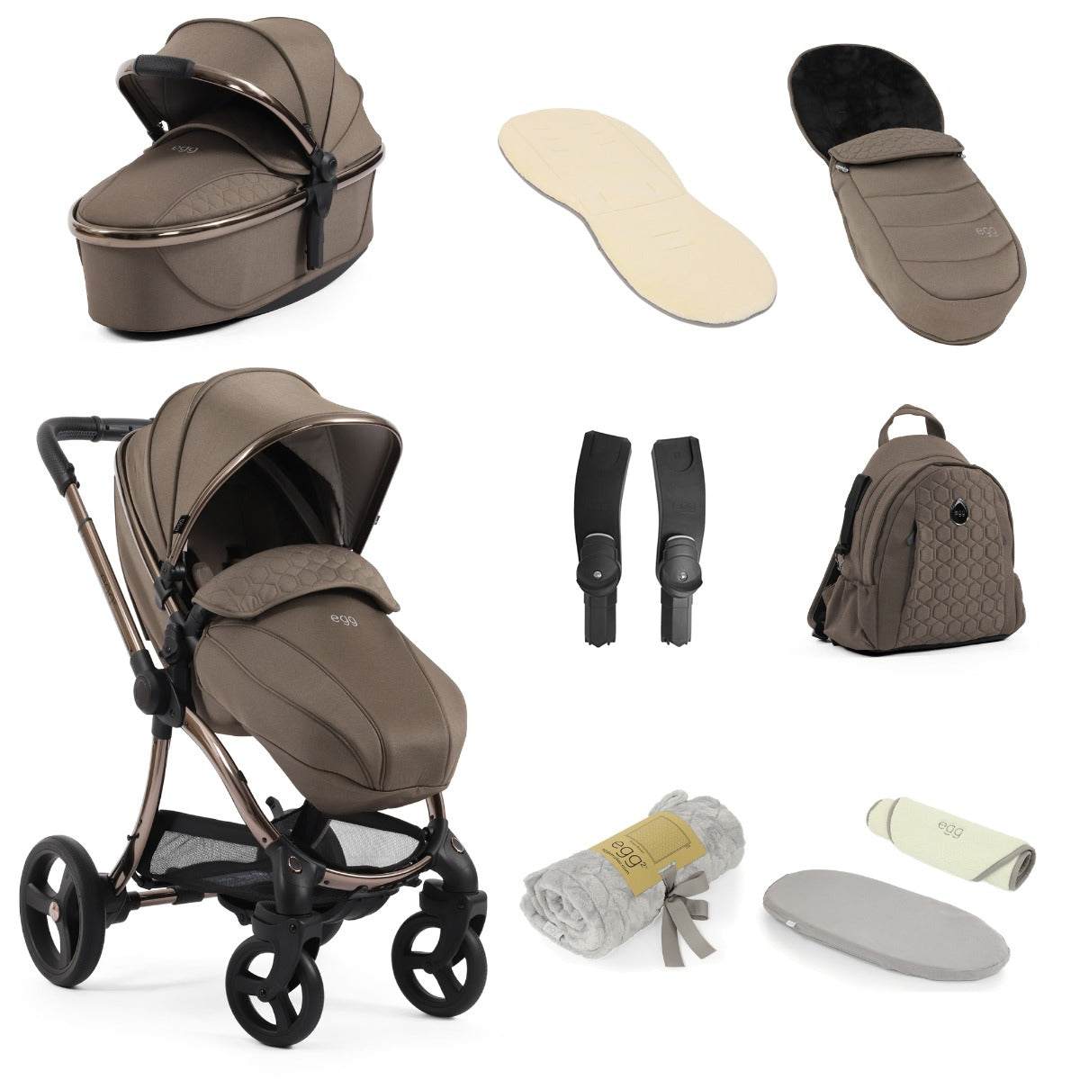 Egg 3 Stroller 9 Piece Snuggle Accessory Bundle - Mink