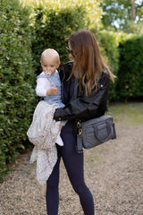 Ralphie Bear Quilted Changing Stroller Bag -Slate/Wildflower