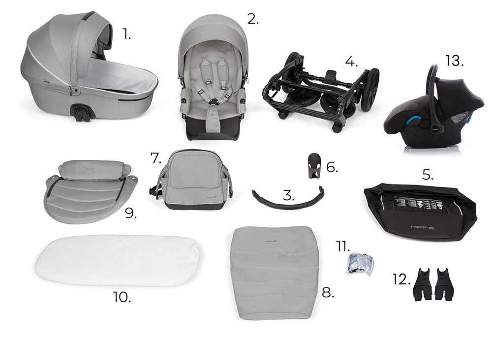 Noordi Fjordi 3in1 Travel System & Nursery Bundle, Dark Grey