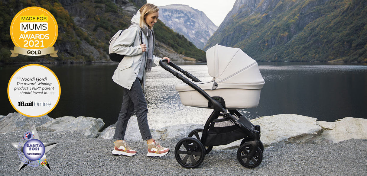 Noordi Fjordi V1 Leather 3-in-1 Travel System – Eco-Leather Pram with ThermoCot™ & i-Size Car Seat