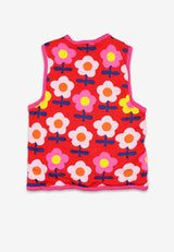 Toby Tiger Organic Pink Flower Print Reversible Gilet