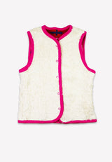 Toby Tiger Organic Pink Flower Print Reversible Gilet