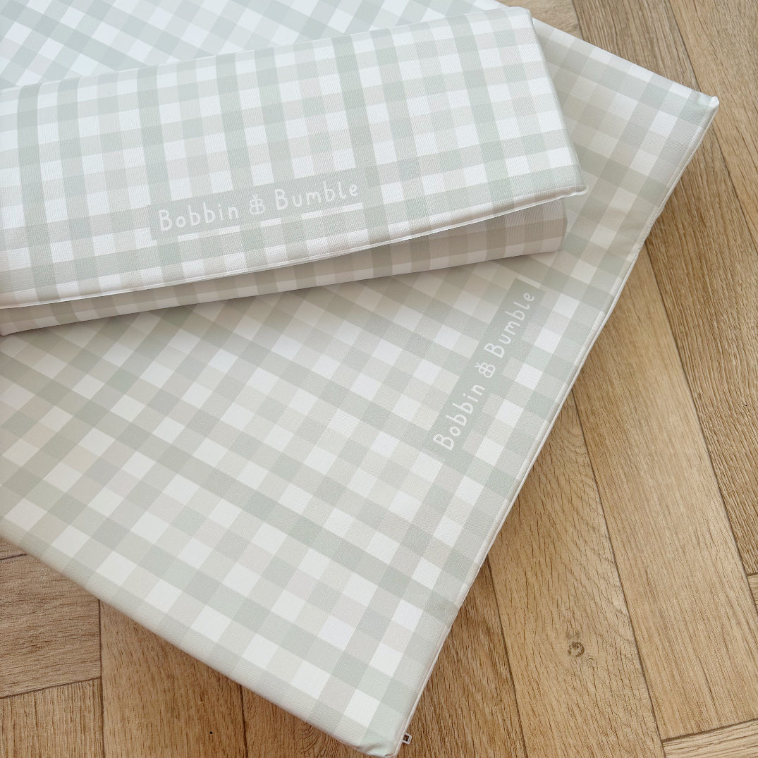 Anti-Roll Wedge Changing Mat - Sage Green Gingham