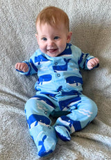 Toby Tiger Organic Whale Waves Print Baby Gift Set
