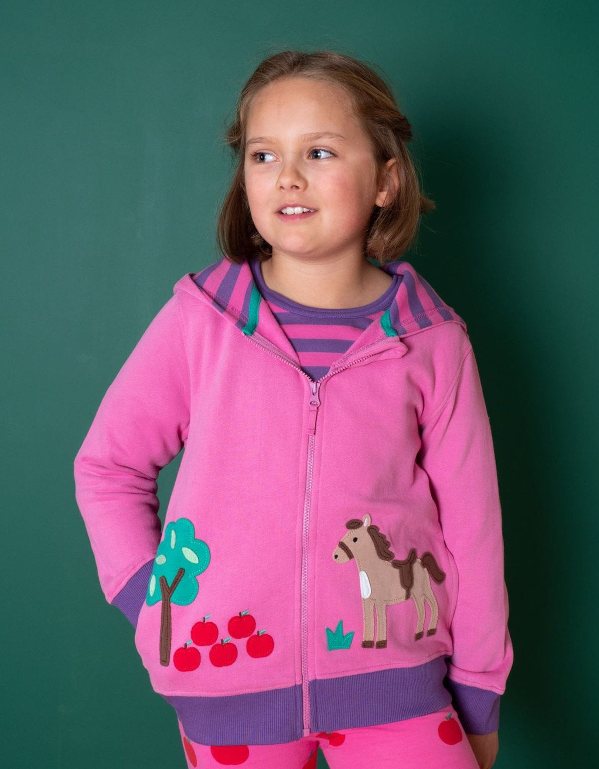 Toby Tiger Organic Horse Applique Hoodie