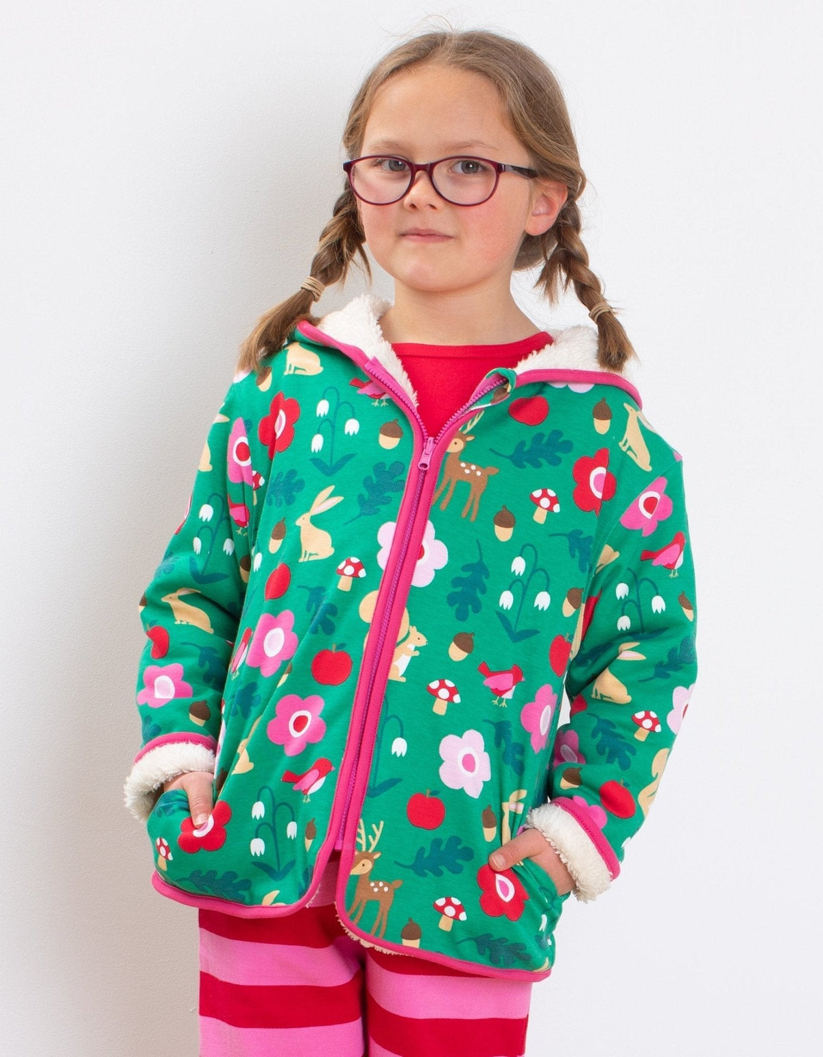 Toby Tiger Organic Forest Adventure Fleece Applique Hoodie