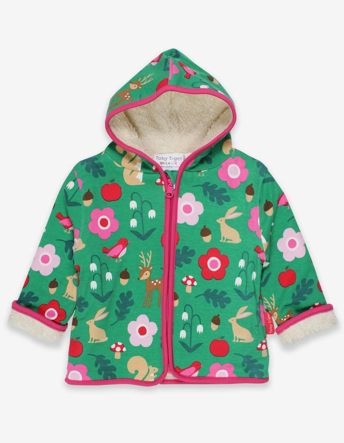 Toby Tiger Organic Forest Adventure Fleece Applique Hoodie