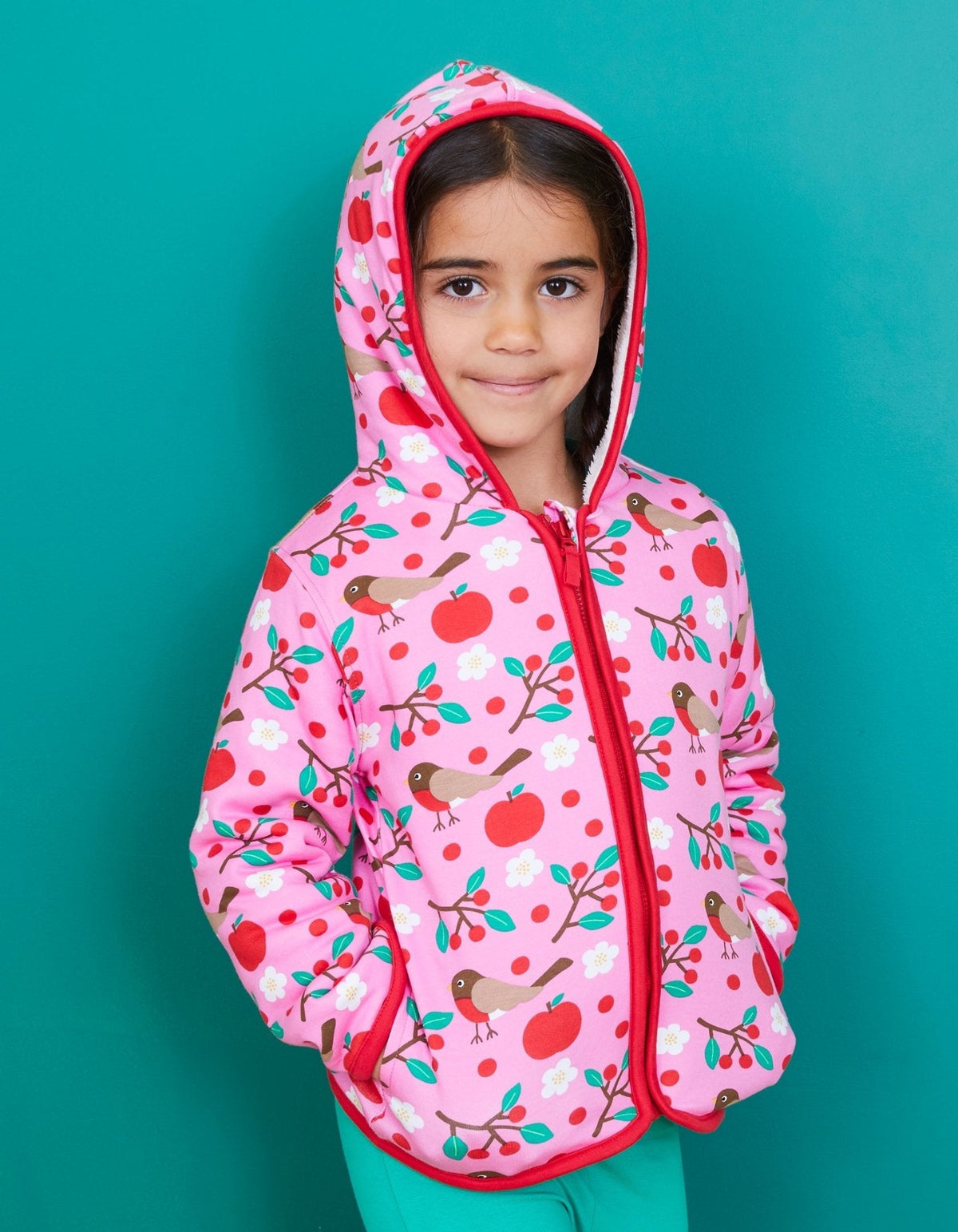 Toby Tiger Organic Robin Print Fleece Hoodie