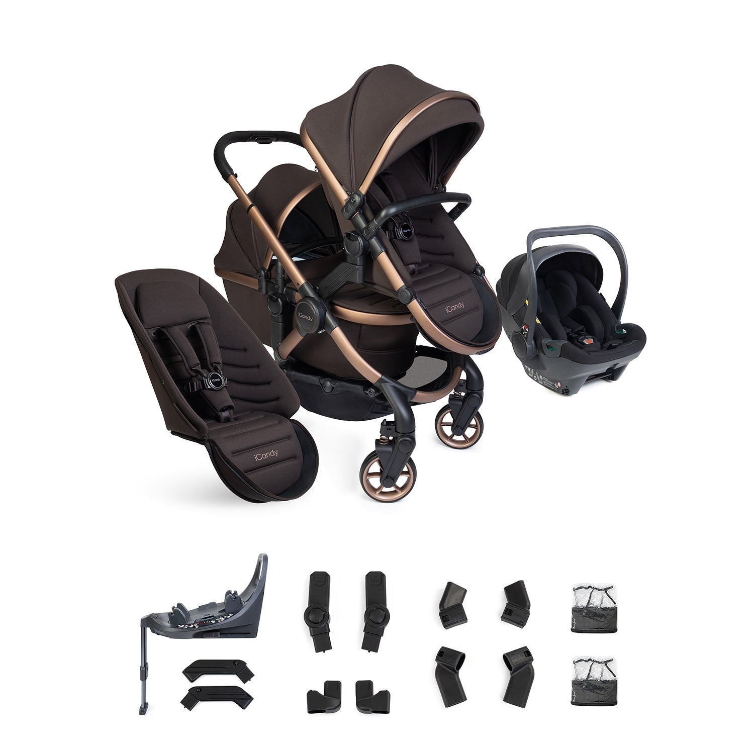 iCandy Peach 8 Editions Double Cocoon 360 Car Seat & Base Bundle - Pecan