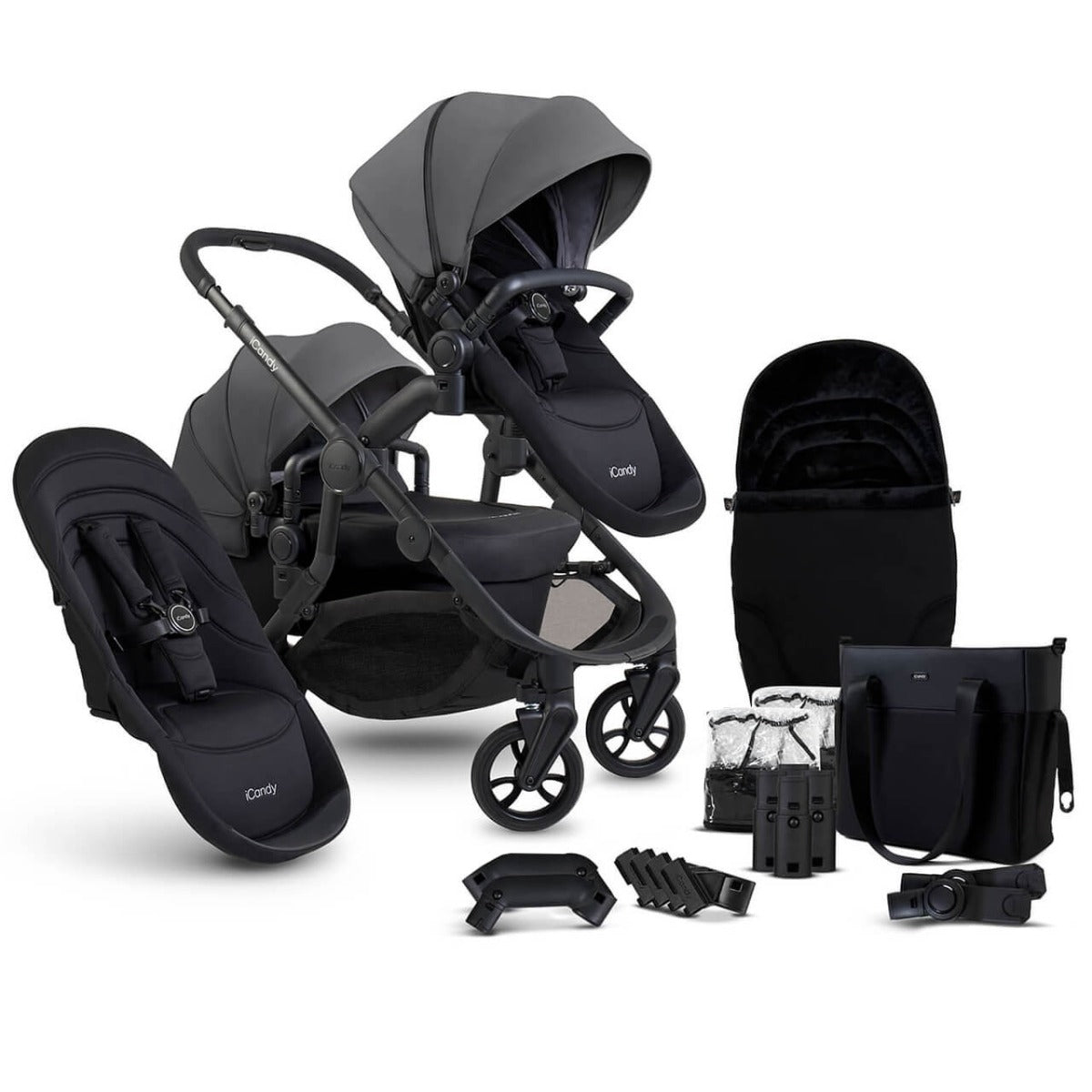 iCandy Orange 4 Double Pushchair with Complete Accessory Bundle - Fossil