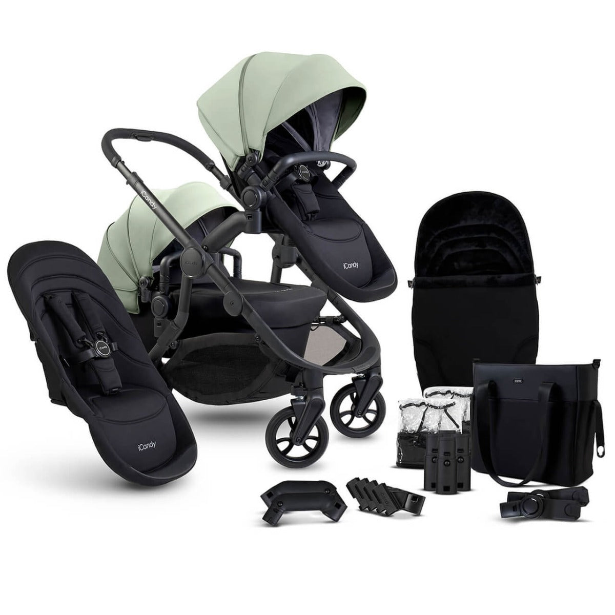 iCandy Orange 4 Double Pushchair with Complete Accessory Bundle - Pistachio