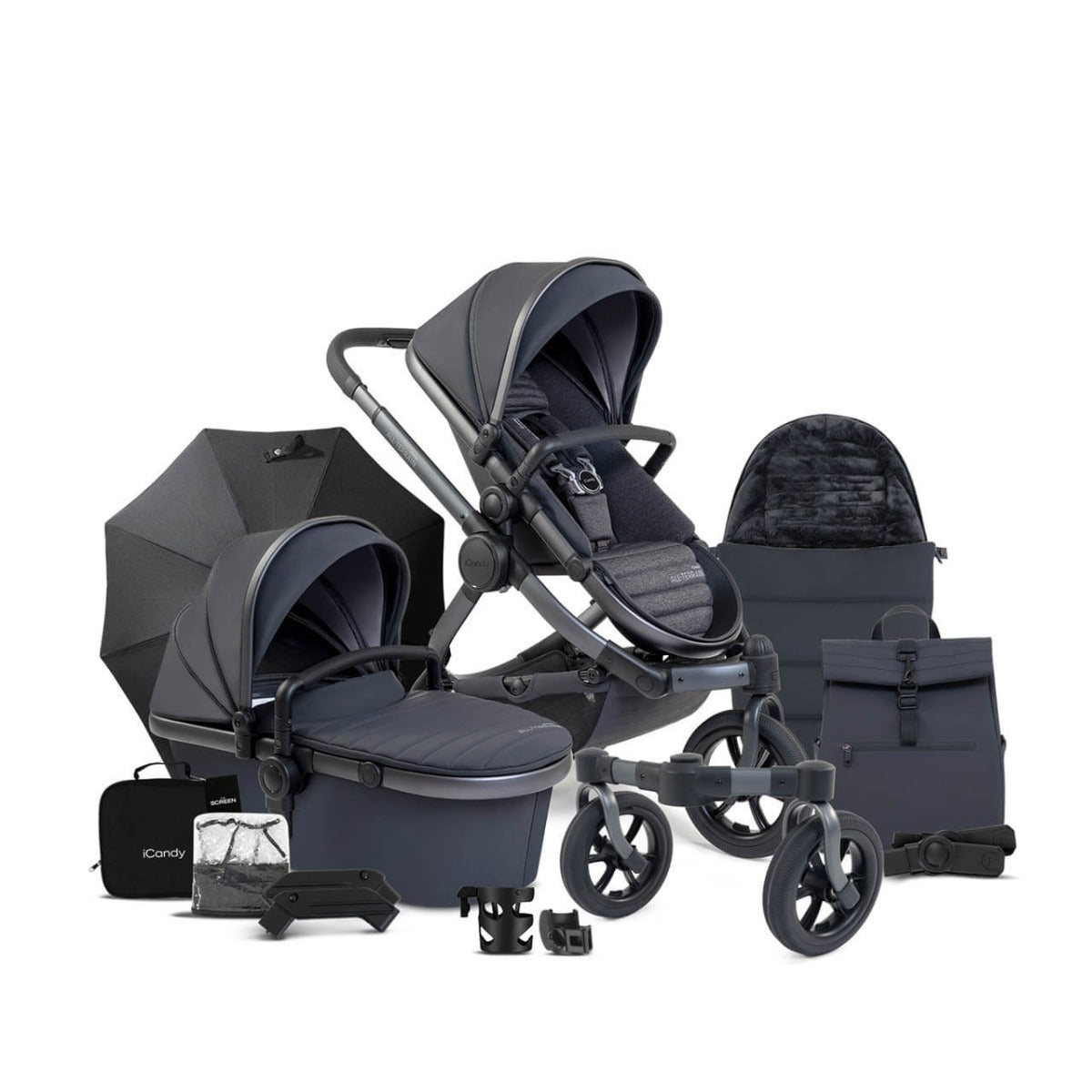 iCandy Peach 7 All-Terrain Complete Pushchair & Accessories Bundle - Nimbus/Storm