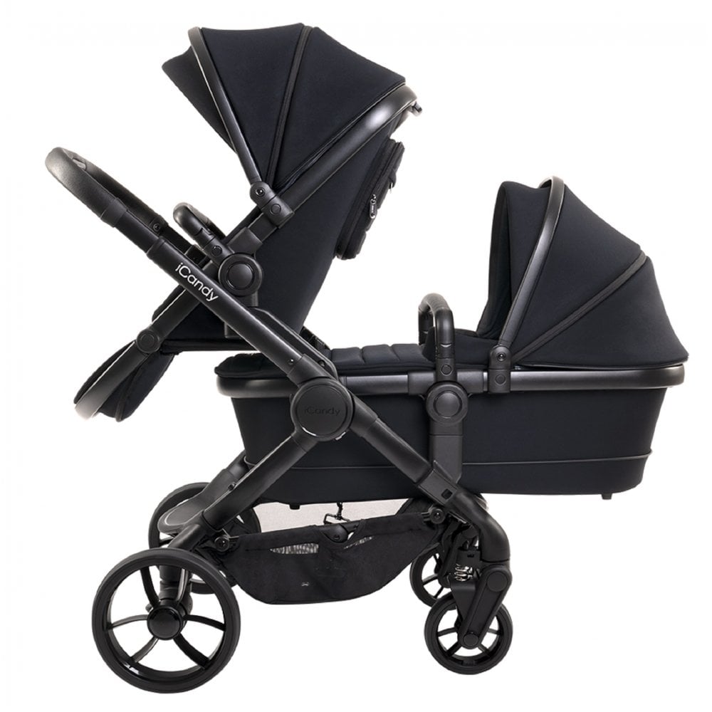 iCandy Peach 7 Double Travel System Bundle with Maxi-Cosi Pebble 360 Pro2 iSize Car Seat & Base - Black Edition