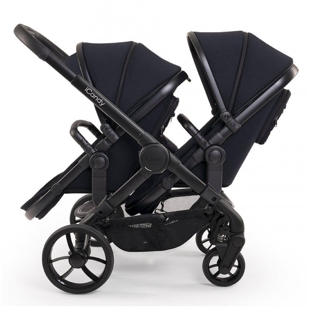 iCandy Peach 7 Twin Pushchair Travel System Bundle with Maxi-Cosi Pebble 360 Pro2 iSize Car Seat & Base - Black Edition
