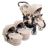 iCandy Peach 7 Twin Pushchair Travel System Bundle with Maxi-Cosi Pebble 360 iSize Car Seat & Base - Biscotti