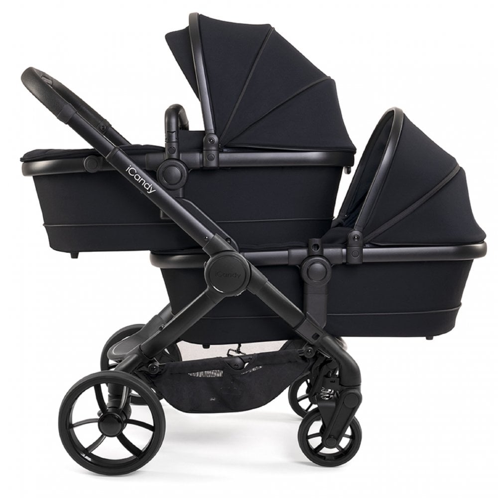 iCandy Peach 7 Twin Pushchair Travel System Bundle with Maxi-Cosi Pebble 360 Pro2 iSize Car Seat & Base - Black Edition