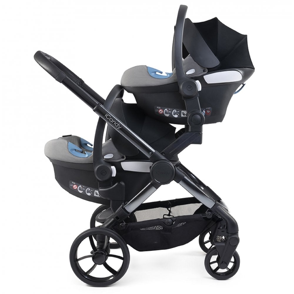 iCandy Peach 7 Twin Pushchair Travel System Bundle with Maxi-Cosi Pebble 360 iSize Car Seat & Base - Truffle