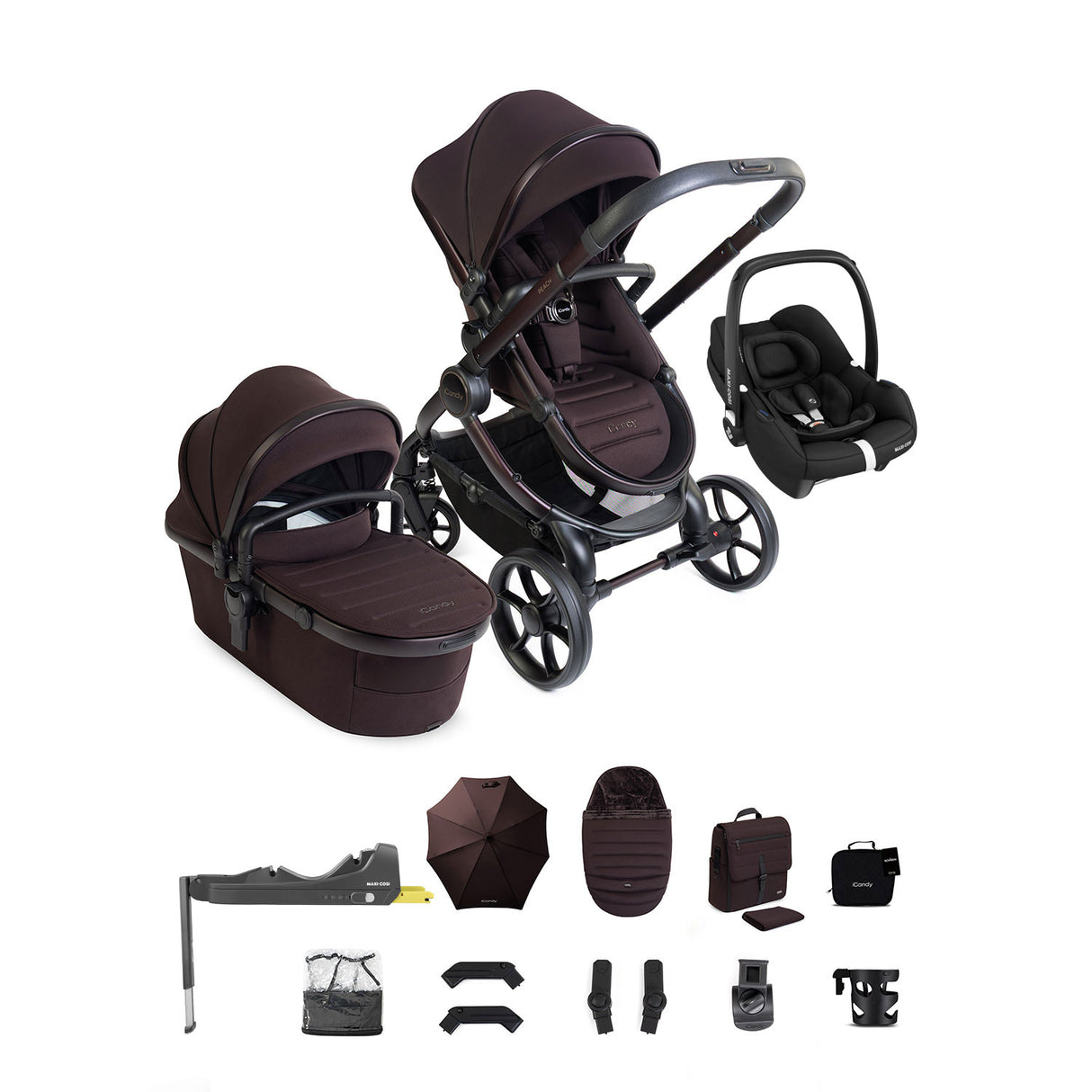 iCandy Peach 8 Editions Maxi-Cosi Cabriofix iSize Car Seat & Base Bundle - Coffee Bean