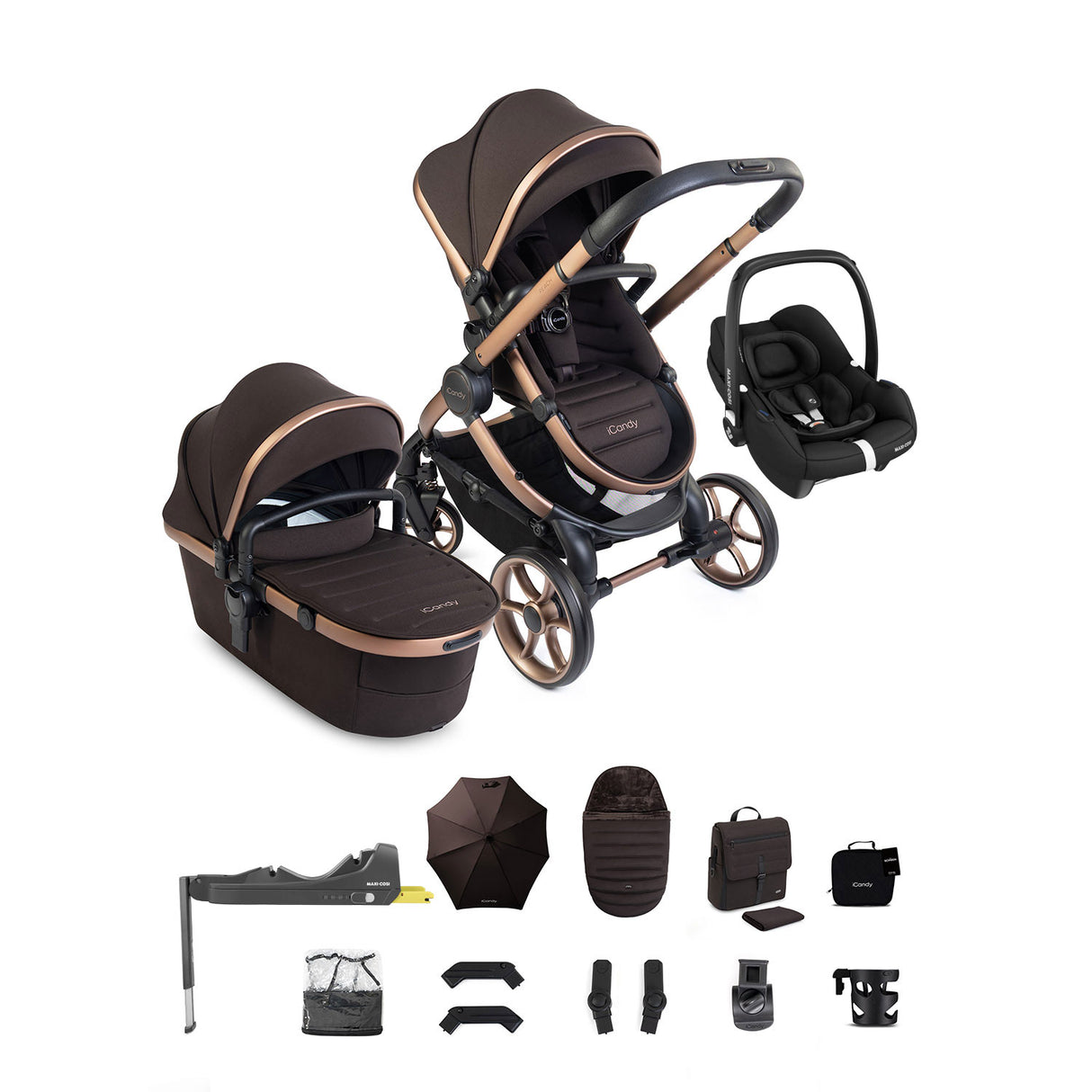 iCandy Peach 8 Editions Maxi-Cosi Cabriofix iSize Car Seat & Base Bundle - Pecan