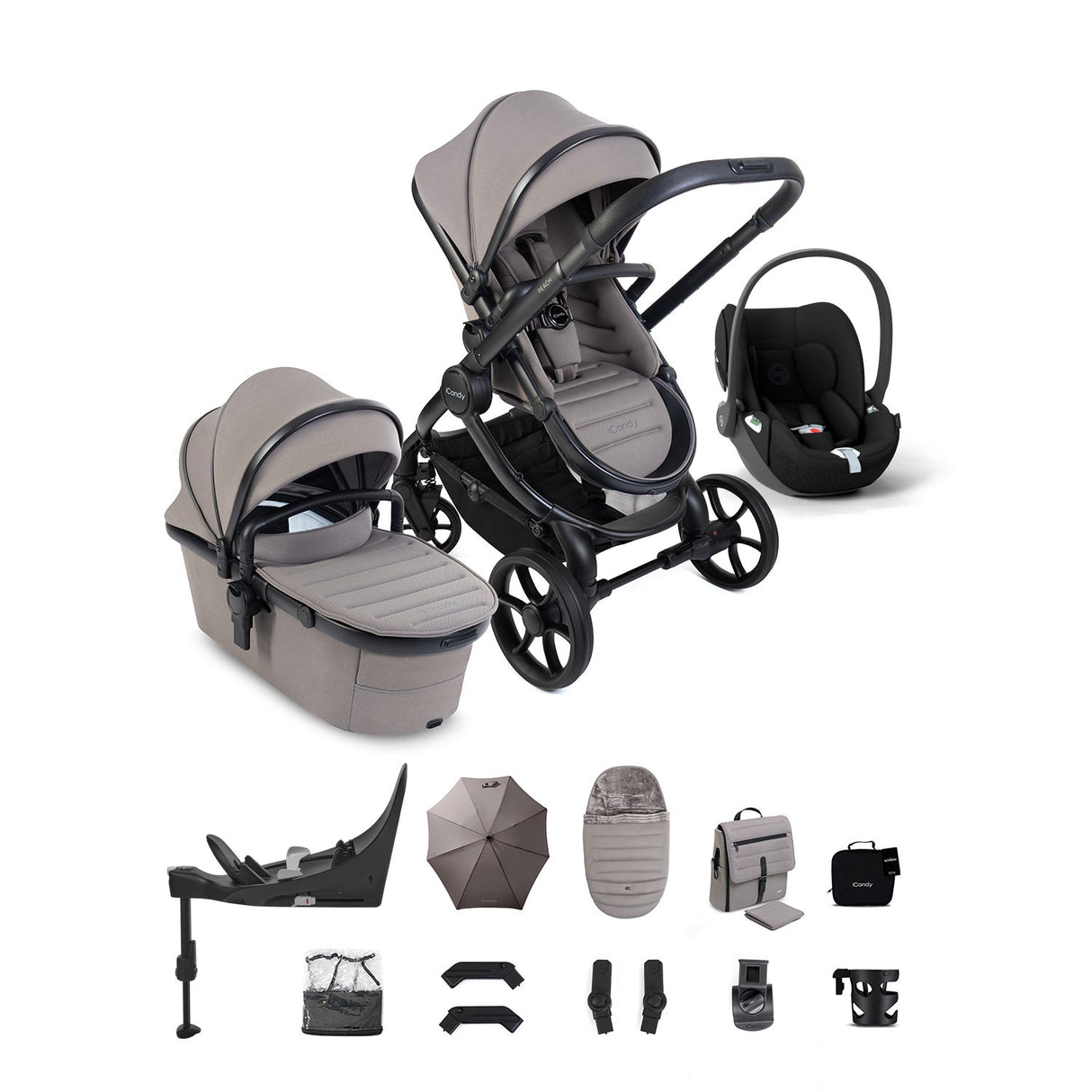 iCandy Peach 8 Cybex Cloud T Car Seat & 360 Base Bundle - Porcini