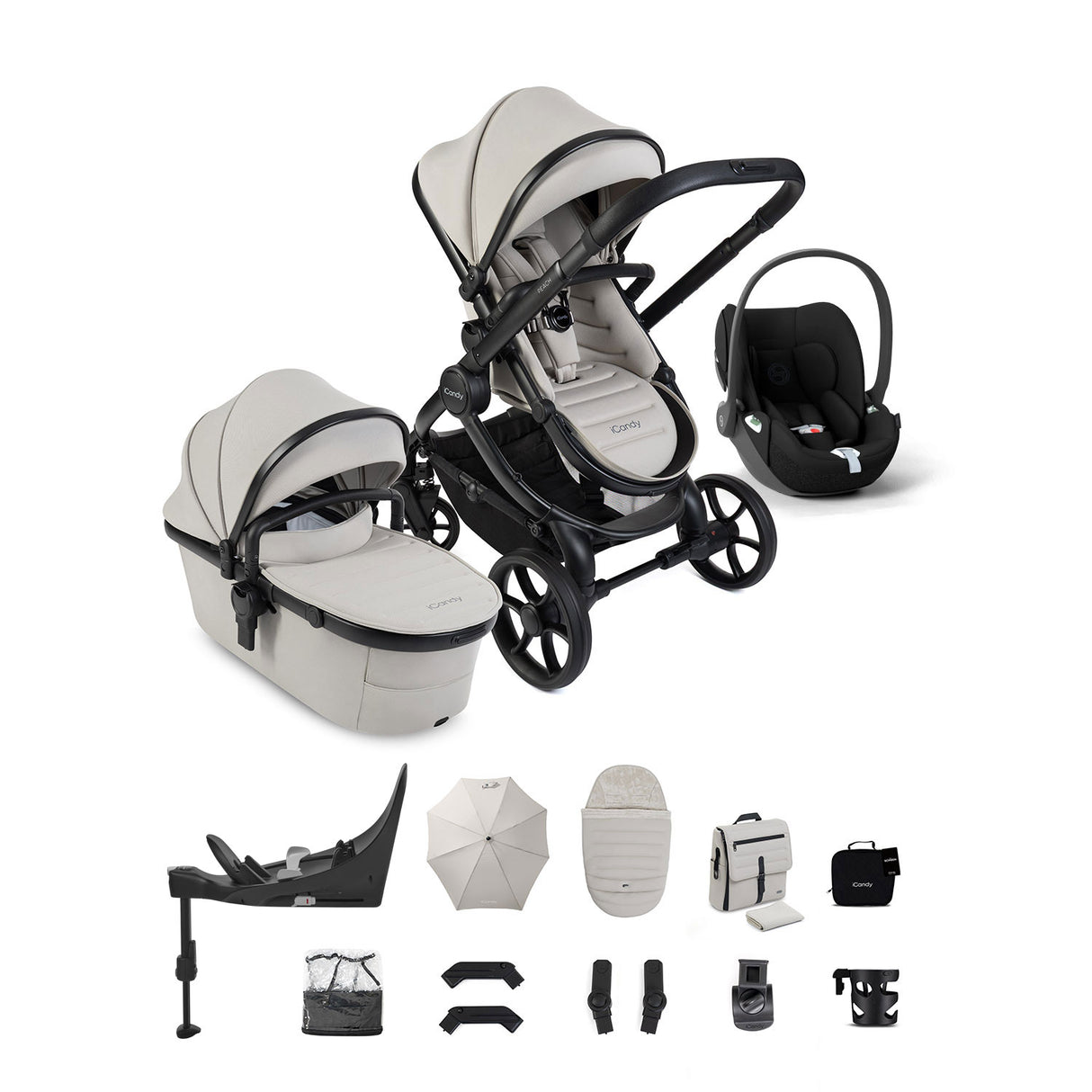 iCandy Peach 8 Cybex Cloud T Car Seat & 360 Base Bundle - Taupe