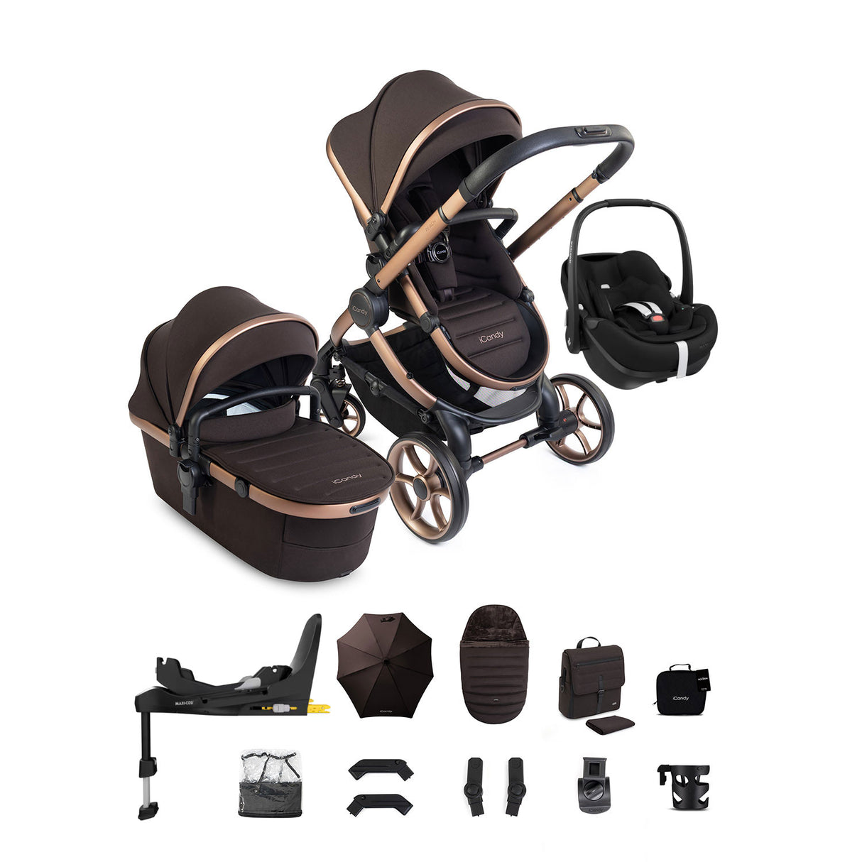 iCandy Peach 8 Editions Maxi-Cosi Pebble 360 Pro 2 Car Seat & Base Bundle - Pecan