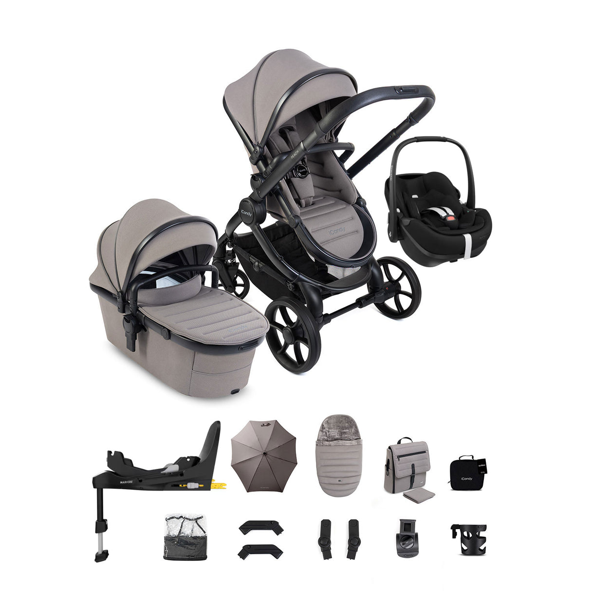 iCandy Peach 8 Maxi-Cosi Pebble 360 Pro 2 Car Seat & Base Bundle - Porcini