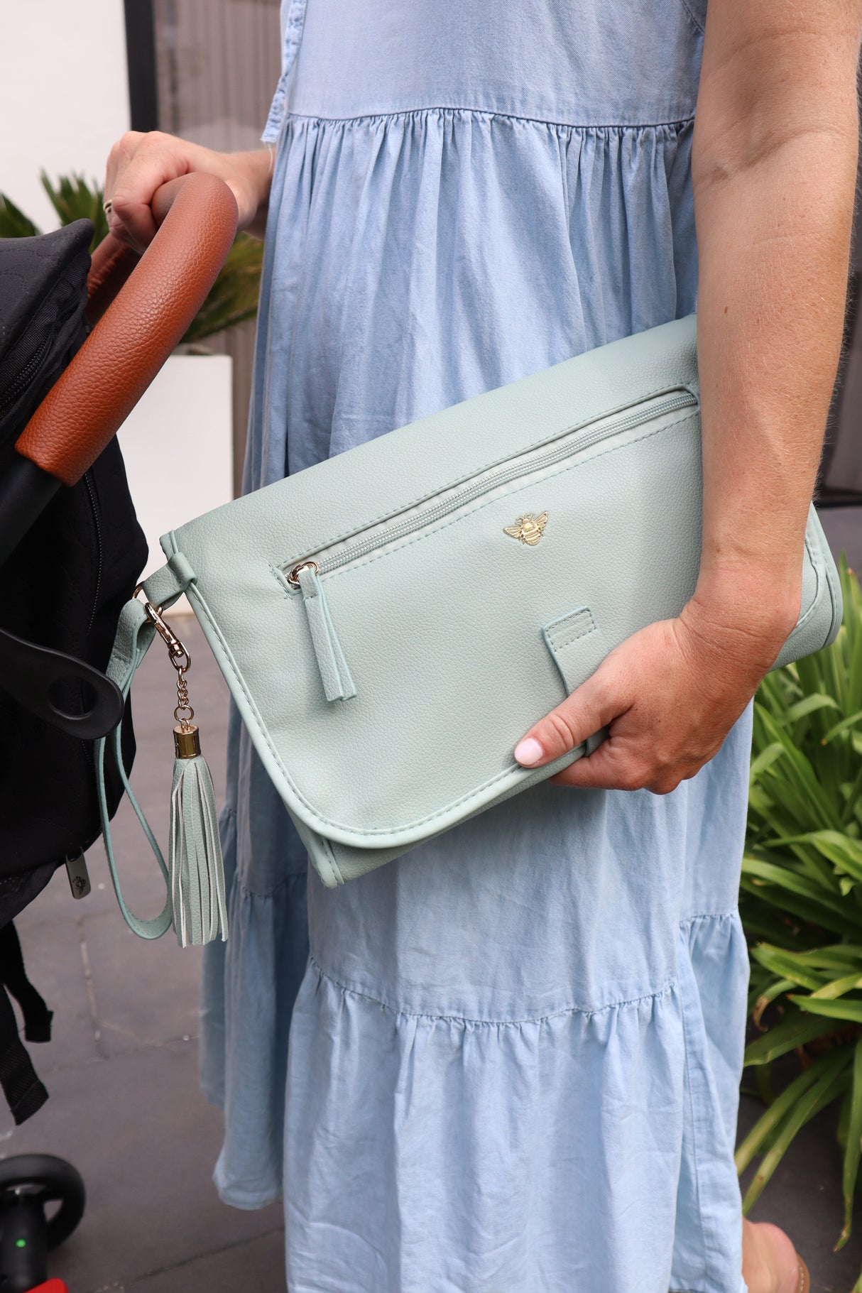 Vegan Leather Nappy Change Clutch Bag - Seaspray